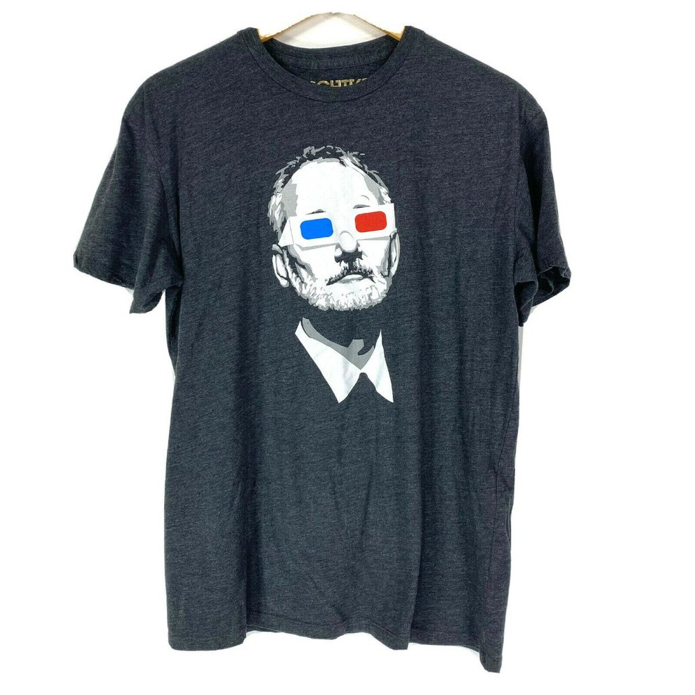 Chive Tees L Large T-Shirt Bill Murray 3D Glasses Dark Gray Short Sleeve Mens